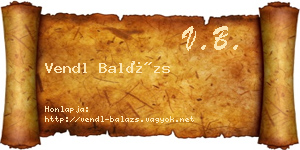 Vendl Balázs névjegykártya